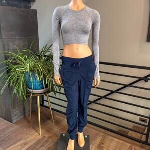 Lululemon Dance Studio Mid-Rise Navy Blue Jogger Pants Size 6, SN# LW5ENMS